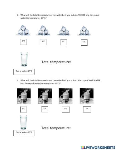 Heat energy Year 4 worksheet LA