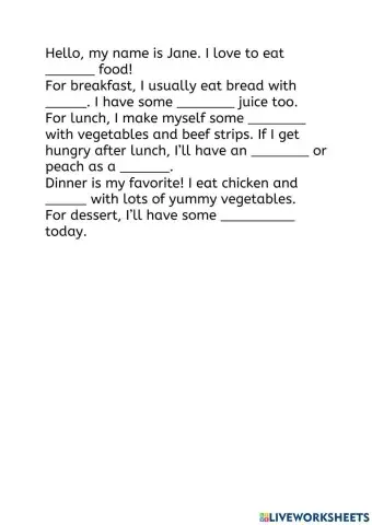 Healthy food listen and fill