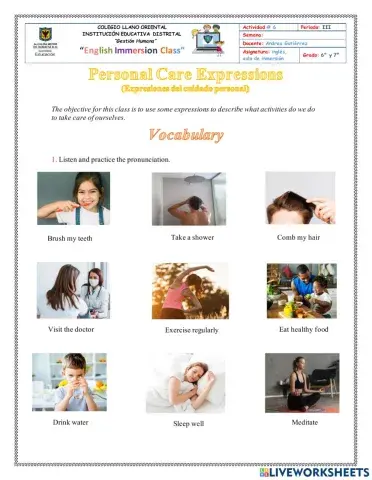 Personal Care expressions