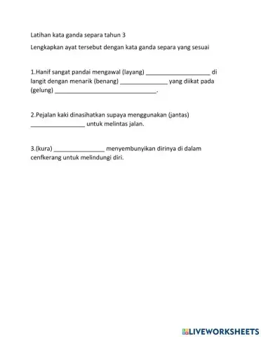 Latihan kata ganda separa tahun 3