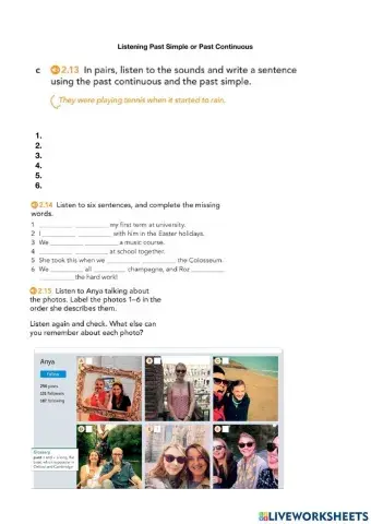 Past Simple vs Past Continuous listening