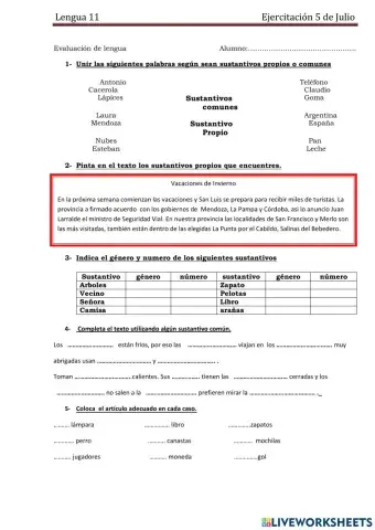 Sustantivos Comunes  y Propios