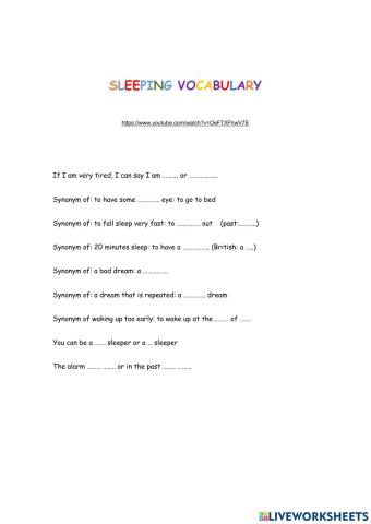 Sleeping vocabulary