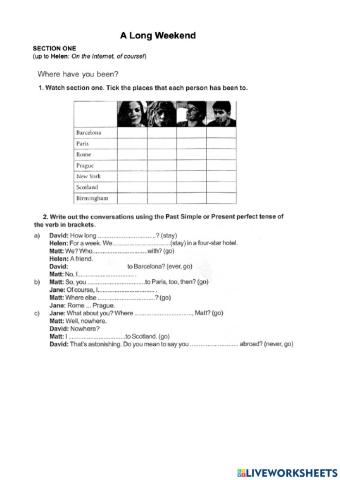 New Headway A long weekend