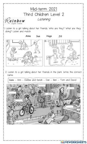 Listening exam Midterm 3rd children level 2