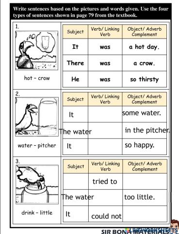 The crow and the pitcher(writing)