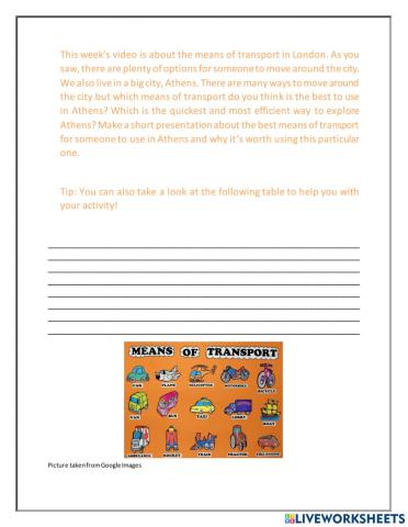 London transport - Express yourself activity