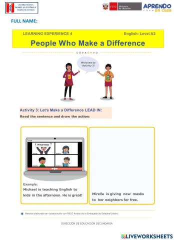 Experience 4- Activity 3: Let-s make a difference