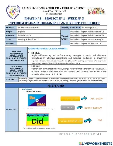 WH QUESTIONS WITH DO - DOES AND DID. Simple Present vs. Simple Past Tense By Ms. Diana Urrutia Bonilla