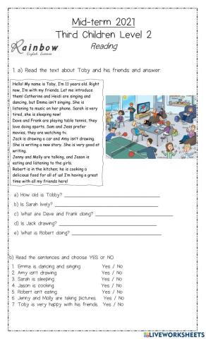 Reading midterm 3rd children level2