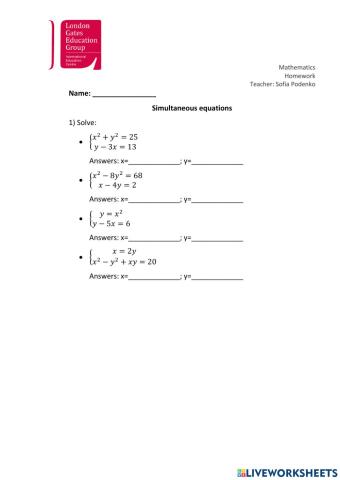 Simultaneous equations