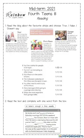 Reading 4th Teens midterm