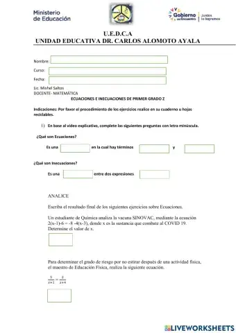 Ecuaciones e inecuaciones en z dècimo