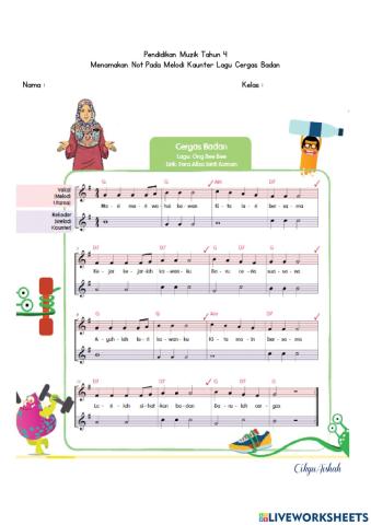 Melodi Kaunter Not B, A, G, C'