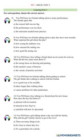 PET - Mock test 2 LISTENING 2