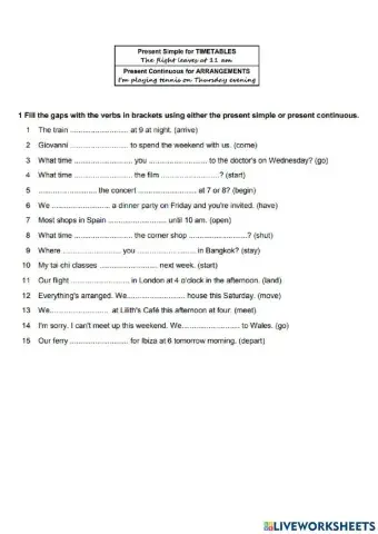 Present simple and continuous for future