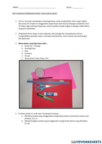 Projek kincir angin ringkas