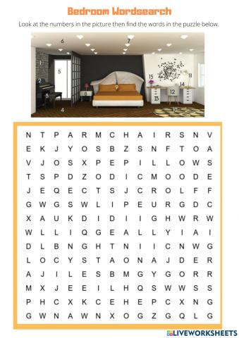 Bedroom wordsearch