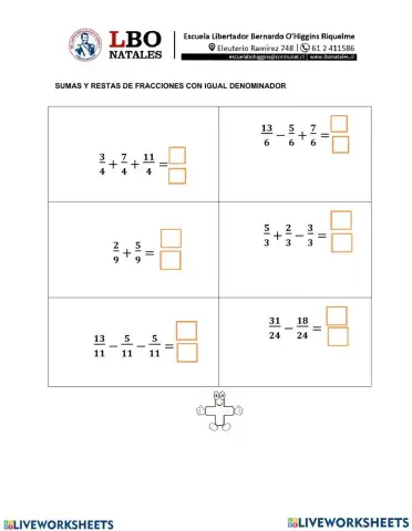 Sumas y restas de fracciones