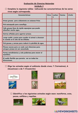 Adaptación de los animales