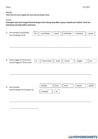 Ayat tunggal dan ayat majmuk