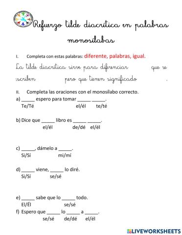 Refuerzo tilde en monosílabos