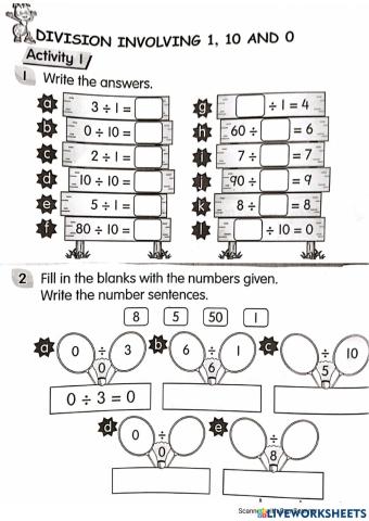 Division involving 1, 10 and 0