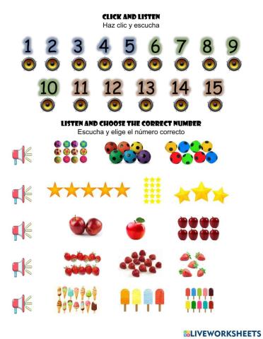 The numbers from 1 to 15