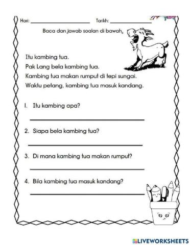 Latihan Bahasa Melayu Tahun 2- Pemahaman