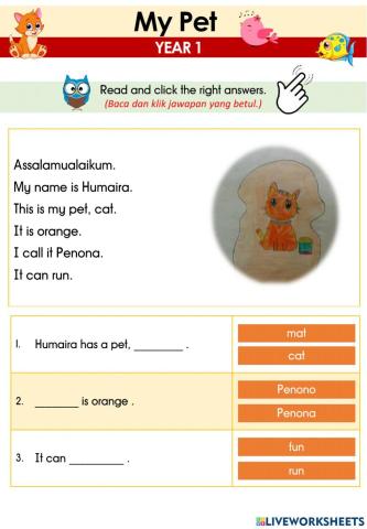 CEFR YEAR 1-  My Pet (Reading and Click)