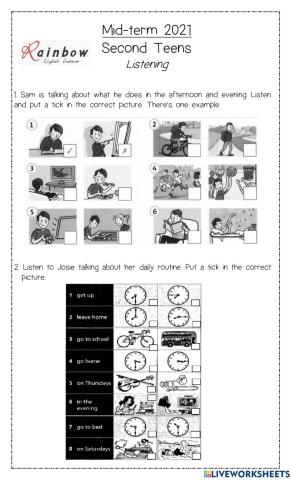 Listening mid term 2nd teens