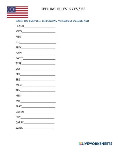 Spelling  rule with s-es-ies