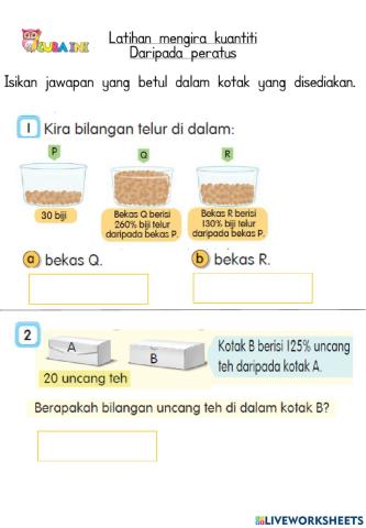 Mengira kuantiti daripada peratus