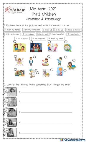 Grammar and vocabulary mid term 3rd children