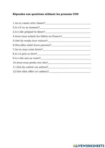 Les pronoms COD