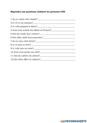 Les pronoms COD