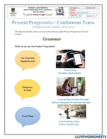 Present Progressive Tense