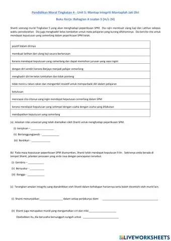 Pendidikan Moral Tingkatan 4 unit 5 m-s 24 soalan Bahagian A soalan 3