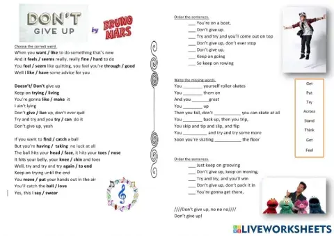 Do not give up song by bruno Mars