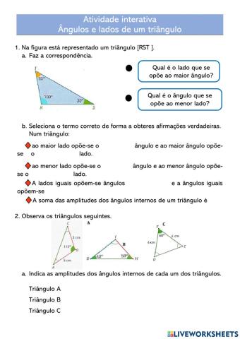Ângulos e lados de um triângulo