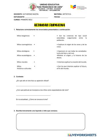 Actividad formativa - educación artística