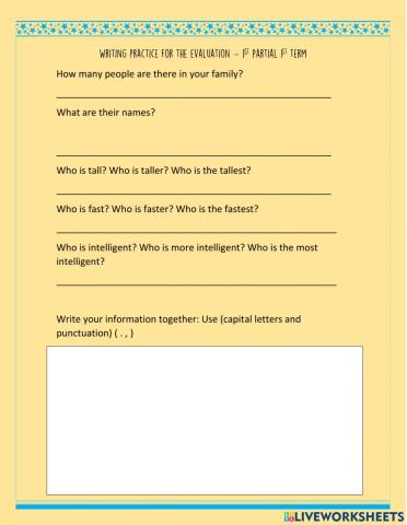 Writing practice Comparatives and Superlatives