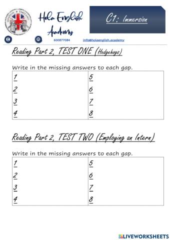 C1 Reading & UOE Part 2