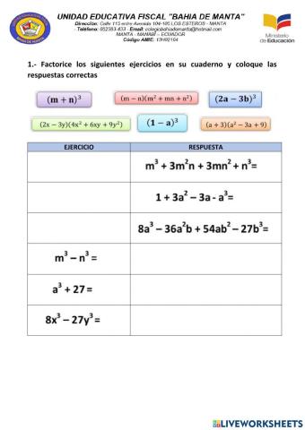 Suma y diferencia de cubos