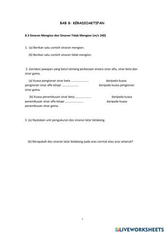 Sains Tingkatan 3 Bab 8.3 dan 8.4