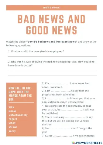 Bad news and good news