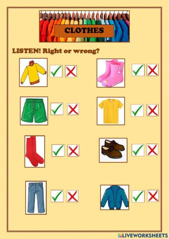 Extra practice activity - Clothes