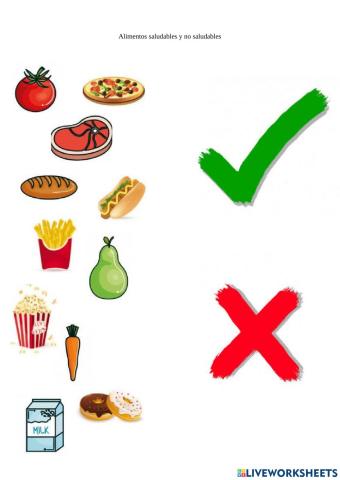 Alimentos saludables y no saludables