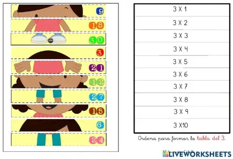 Puzzle tabla del 3