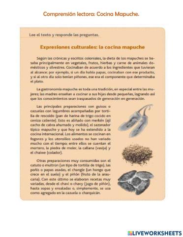 Comprensión lectora: Cocina Mapuche